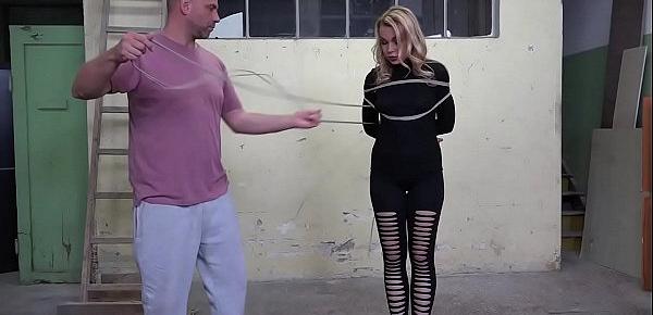  Blonde babe is tied,gagged and spanked with no mercy